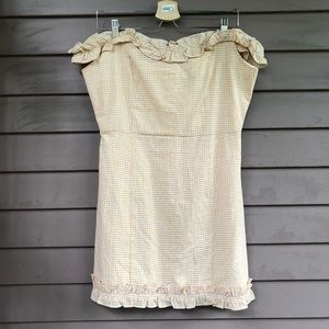 NWT yellow gingham off shoulder ruffle mini dress